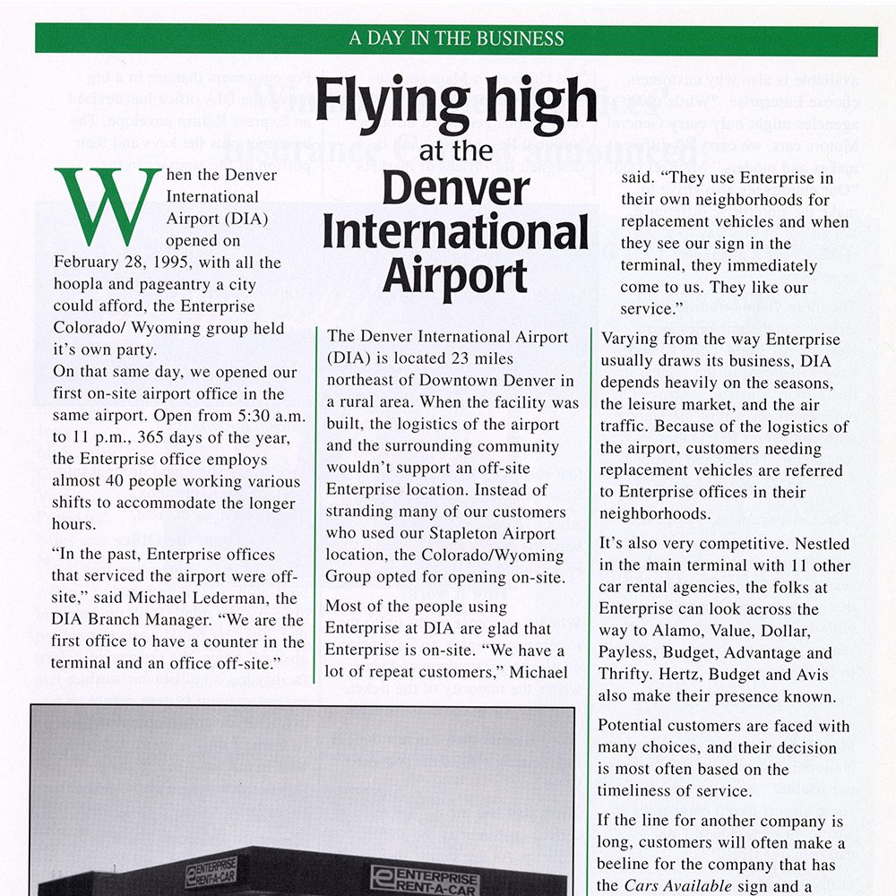 Newspaper article from the Denver International Airport