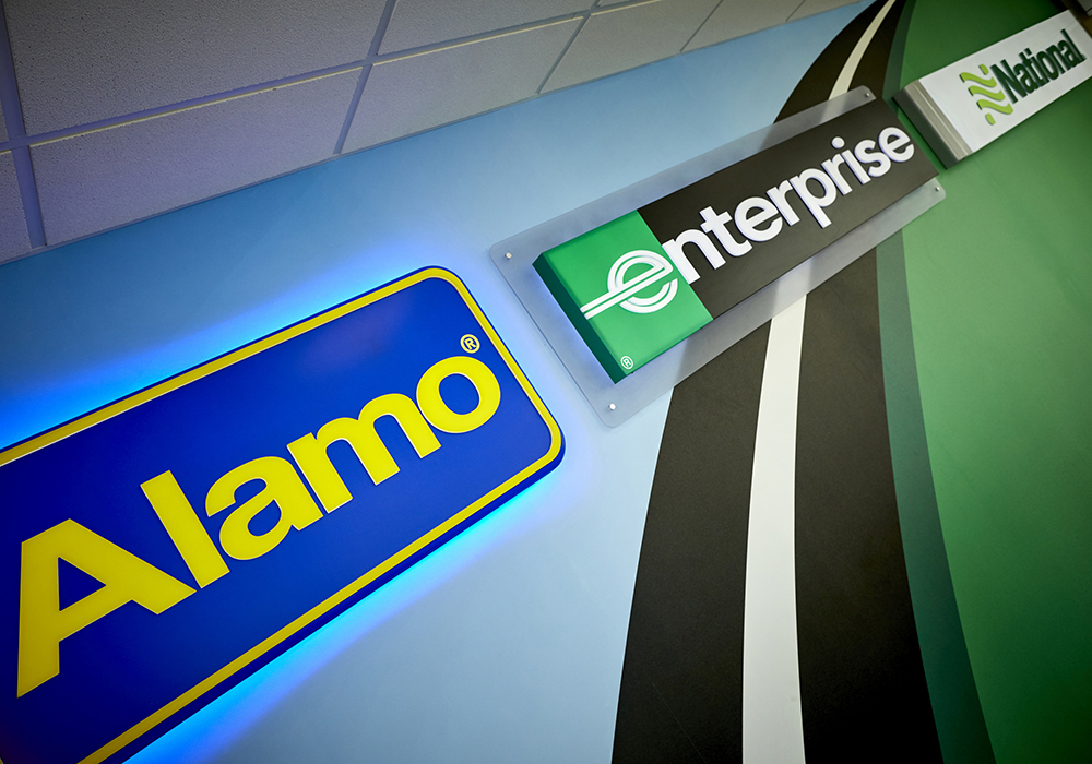 Enterprise car rental open a new outlet at Manchester Airport car rental village, incorporating National Car Rental, Alamo Rent a Car
