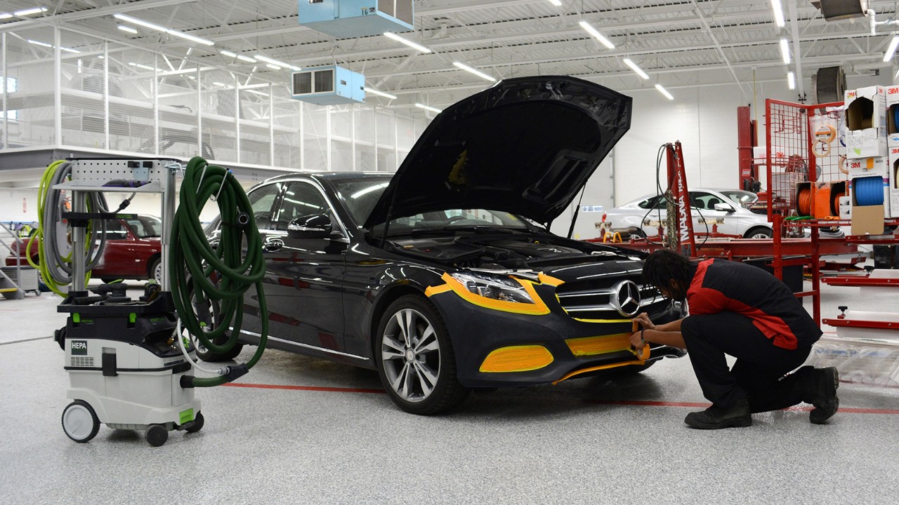 The Auto Body Repair and Refinishing Technology Lab at NDSCS provides students with the latest technology for hands-on training